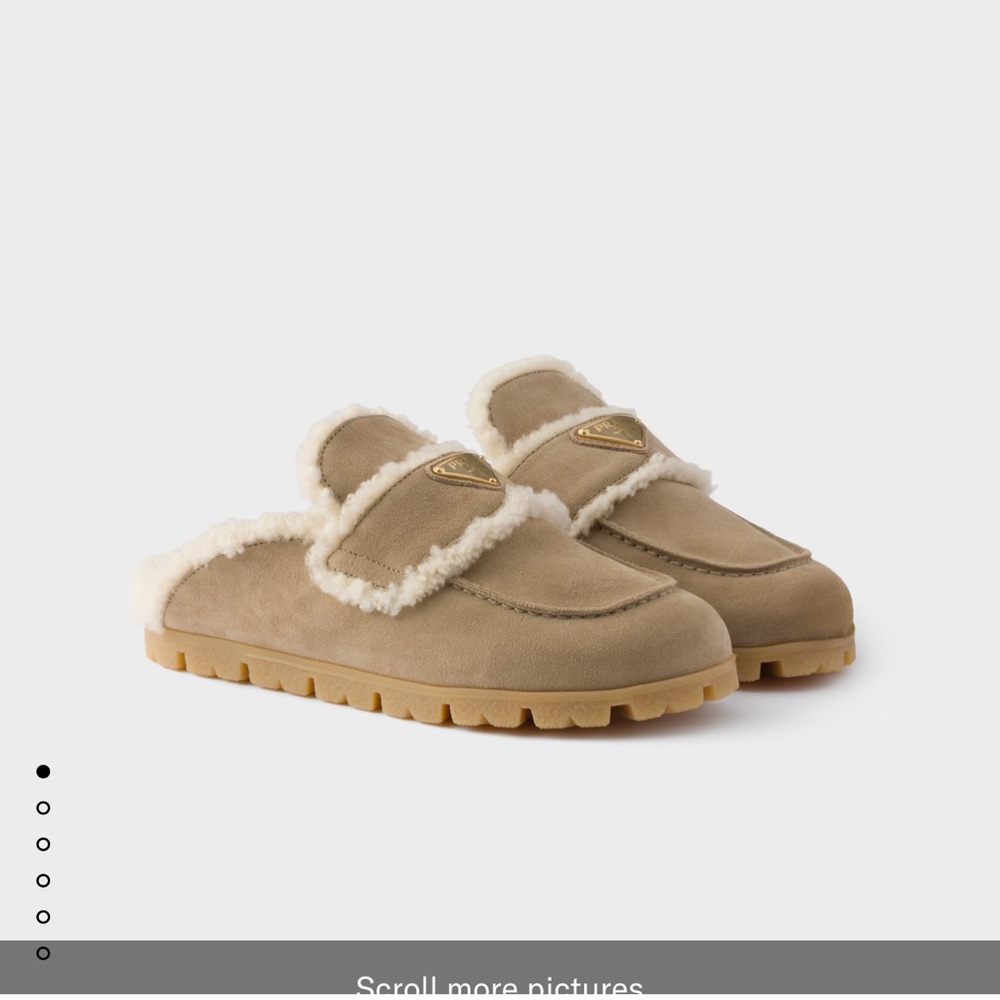 Prada Suede and Shearling Mules - Picture 2 of 11